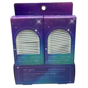 Spa Savvy 1000 Total Natural Cotton Swabs & Rounds Flexible Plastic Stem